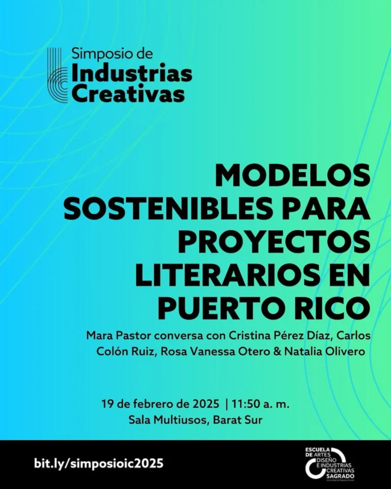 Afiche del evento Modelos sostenibles para proyectos literarios en Puerto Rico