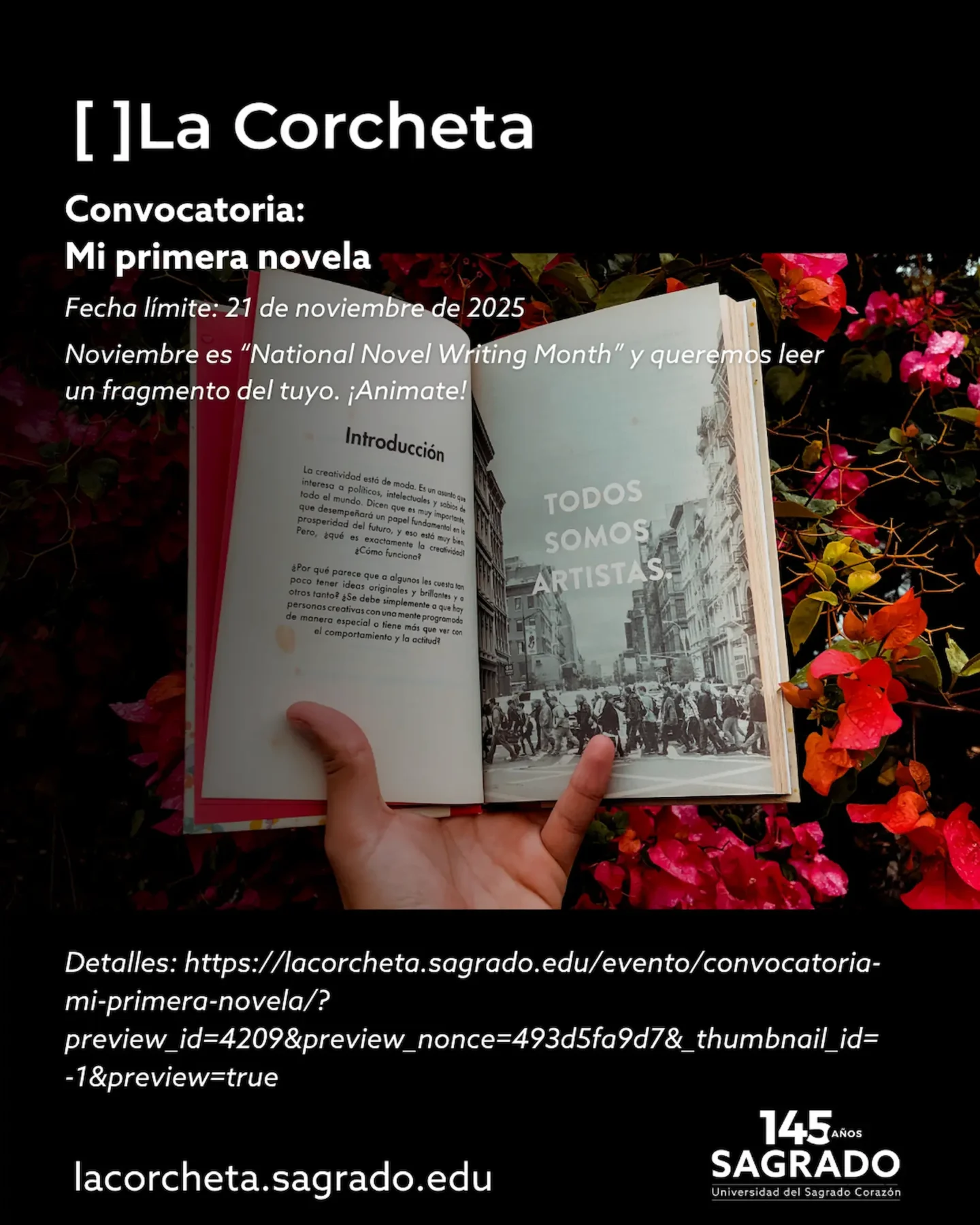 Afiche de convocatoria mi primera novela
