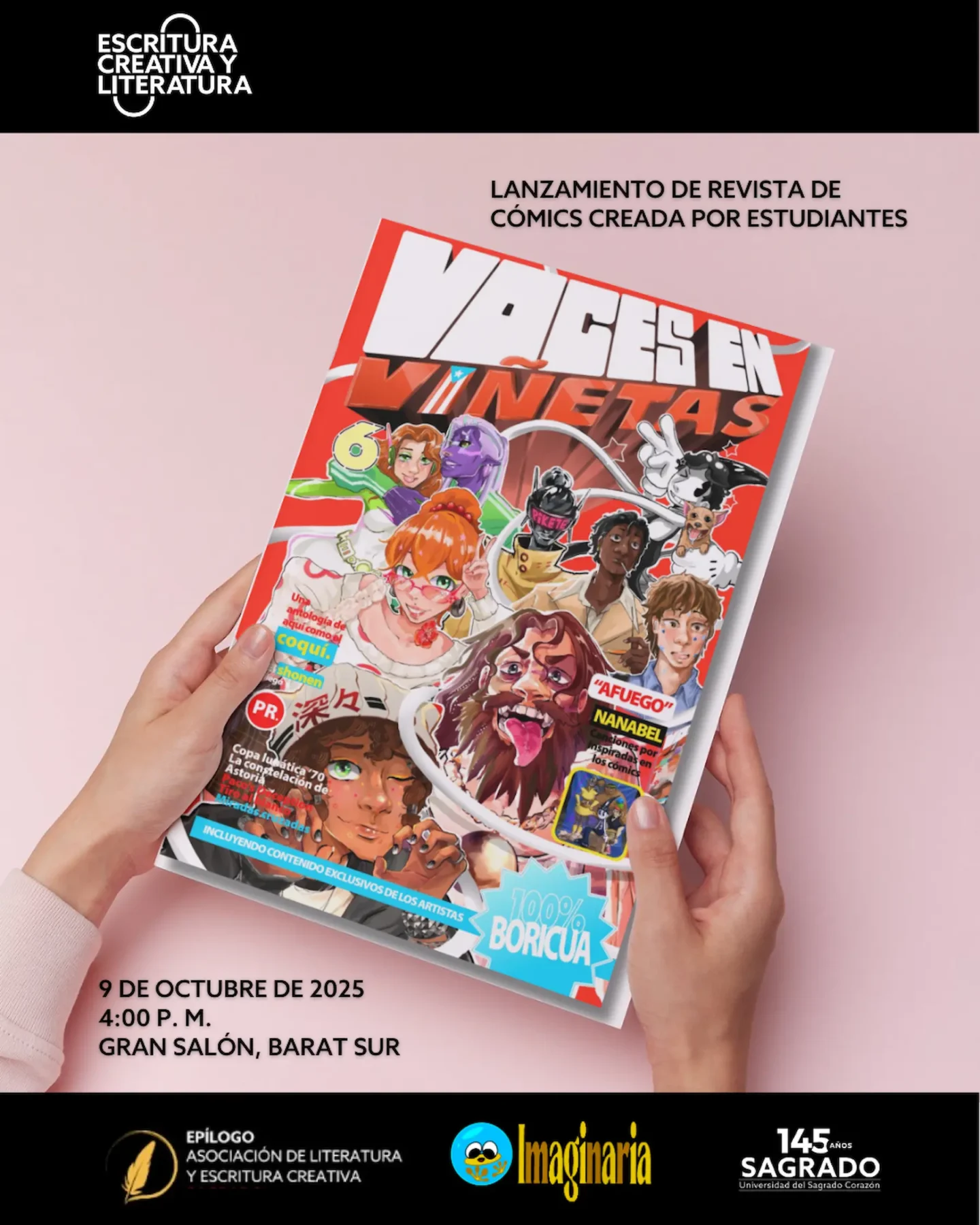 Afiche de presentación de Voces en Viñetas